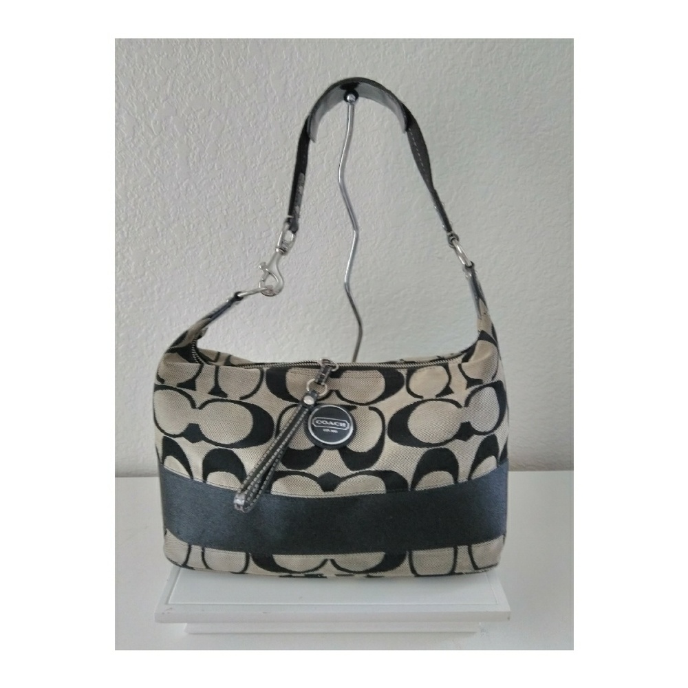 Coach Signature Black/Gray Hobo Shoulder Bag